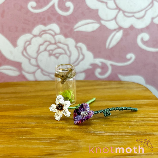 Micro Crochet Flower Bouquet in Mini Jar (removable, magnetic)