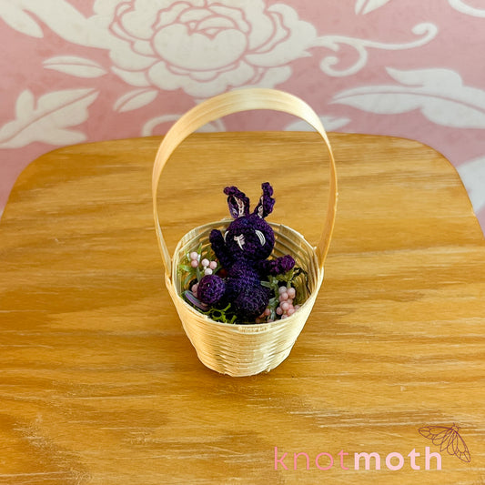 Beverly Bunny Micro Crochet Easter Basket (removable, magnetic)