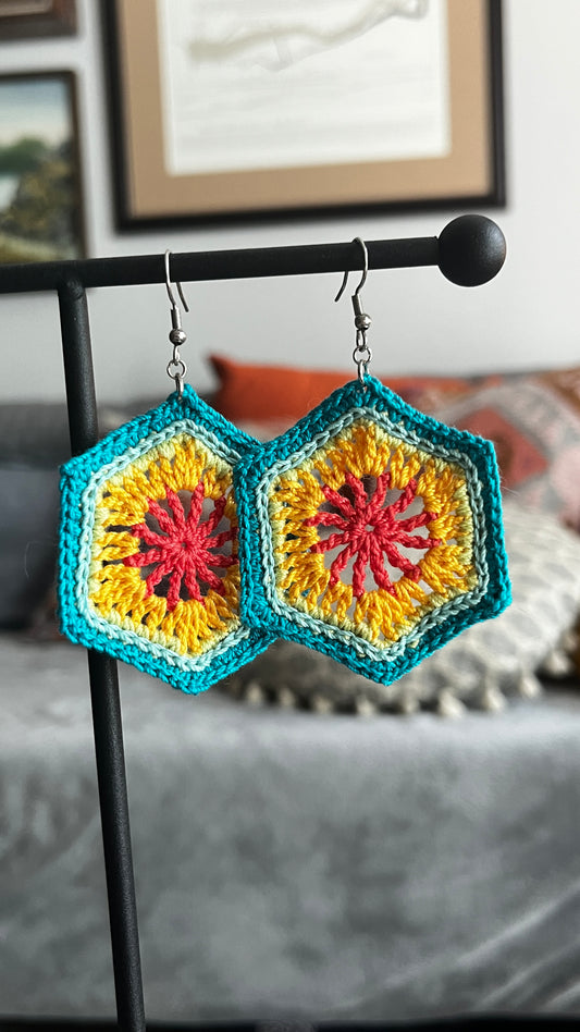 Vibrant Hexagon Earrings
