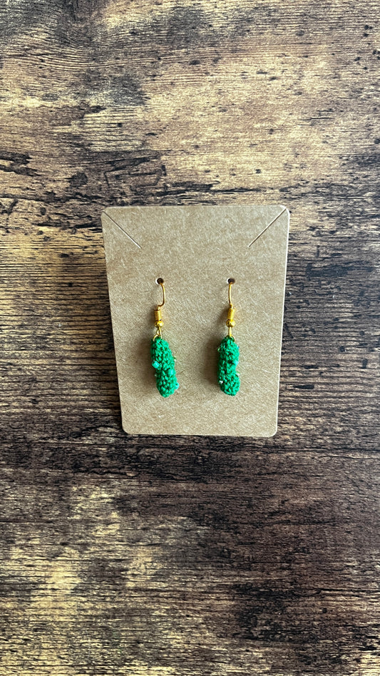 Pickle Micro Crochet Earrings