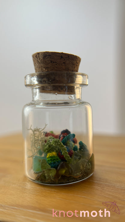 Clownfish and Coral Aquarium Micro Crochet Aquarium Jar (Removable)