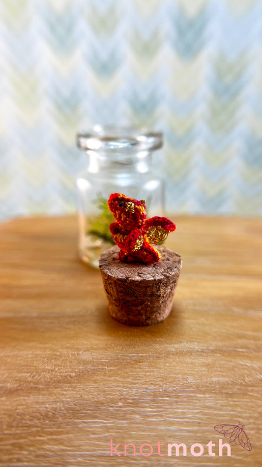 Terry Dragon with Treasure Chest Micro Crochet Terrarium Jar (removable, magnetic)