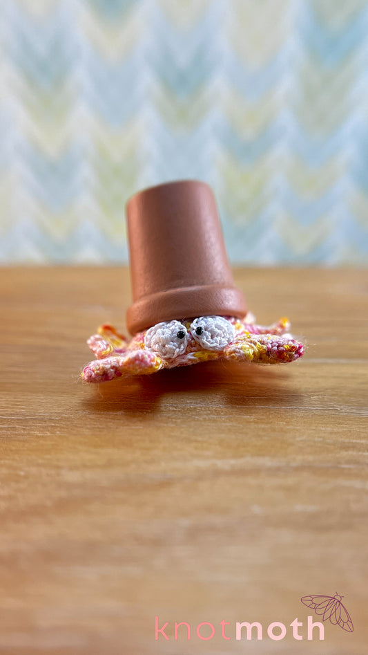 Claudia Hermit Crab with a Flower Pot Shell Micro Crochet Magnetic Trinket or Fidget Toy