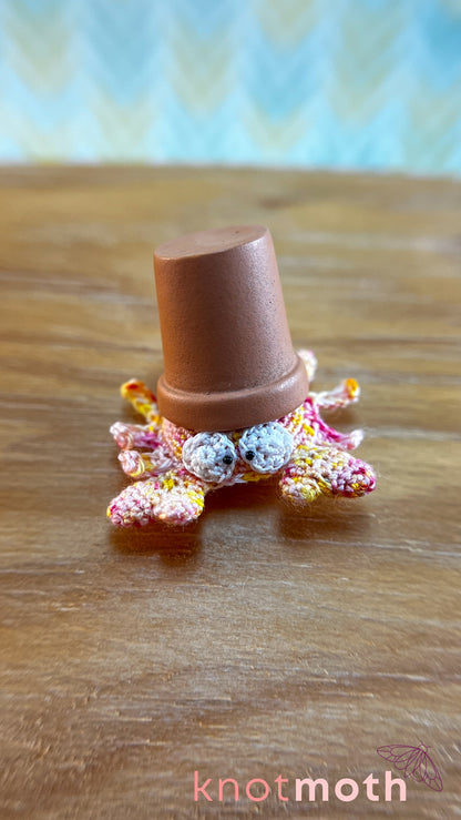 Claudia Hermit Crab with a Flower Pot Shell Micro Crochet Magnetic Trinket or Fidget Toy